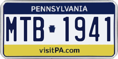 PA license plate MTB1941