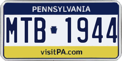 PA license plate MTB1944