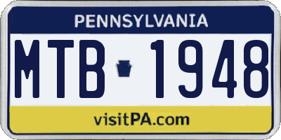 PA license plate MTB1948