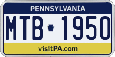 PA license plate MTB1950
