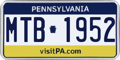 PA license plate MTB1952