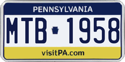 PA license plate MTB1958