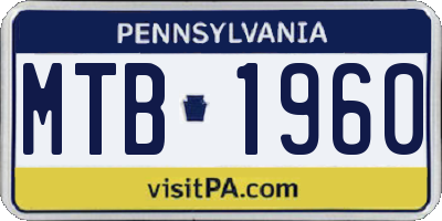 PA license plate MTB1960