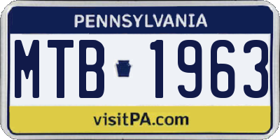 PA license plate MTB1963