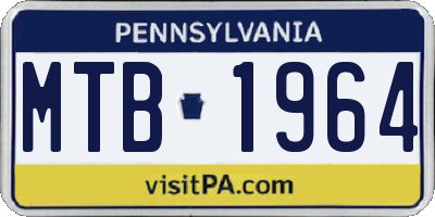 PA license plate MTB1964