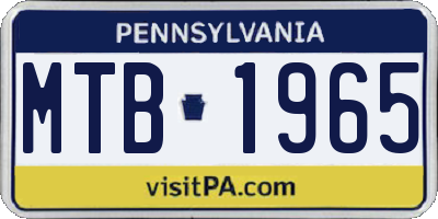 PA license plate MTB1965