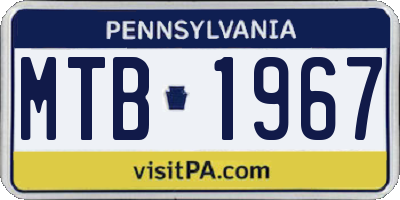 PA license plate MTB1967