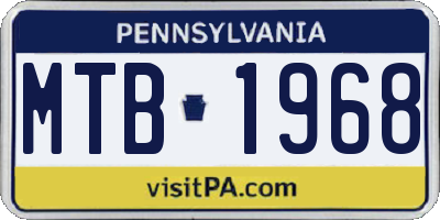 PA license plate MTB1968