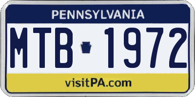 PA license plate MTB1972