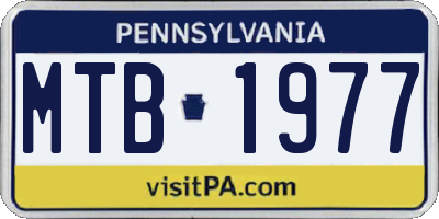 PA license plate MTB1977