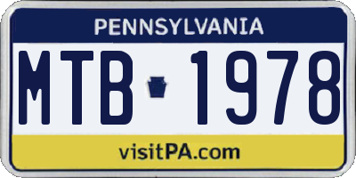 PA license plate MTB1978