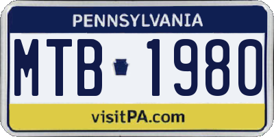 PA license plate MTB1980