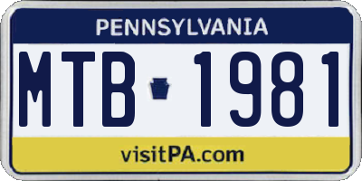 PA license plate MTB1981