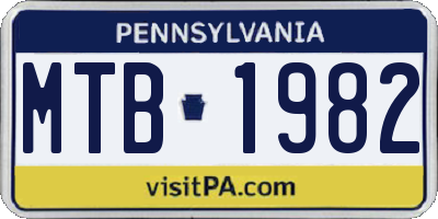 PA license plate MTB1982