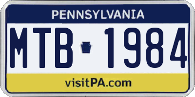 PA license plate MTB1984