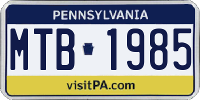 PA license plate MTB1985