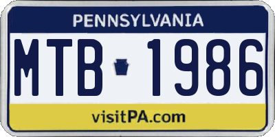 PA license plate MTB1986