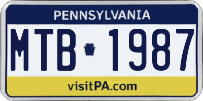 PA license plate MTB1987