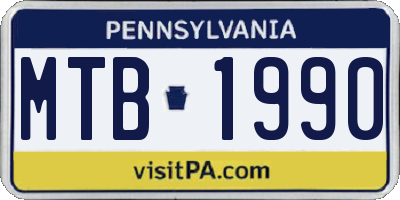 PA license plate MTB1990