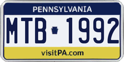 PA license plate MTB1992