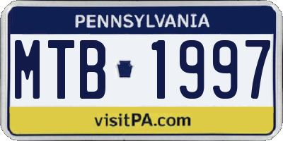 PA license plate MTB1997
