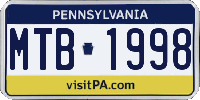 PA license plate MTB1998