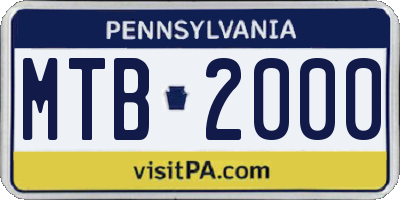 PA license plate MTB2000