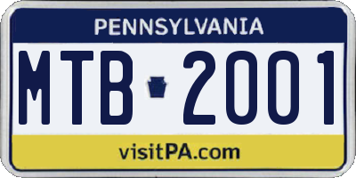 PA license plate MTB2001