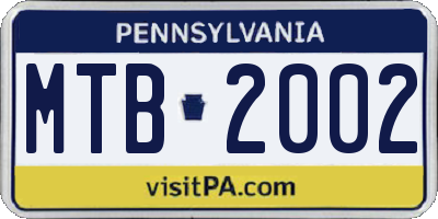 PA license plate MTB2002