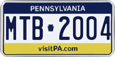 PA license plate MTB2004