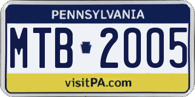 PA license plate MTB2005