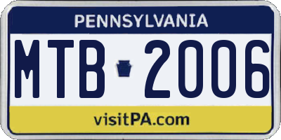 PA license plate MTB2006