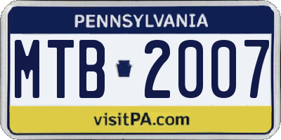 PA license plate MTB2007