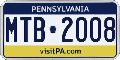 PA license plate MTB2008
