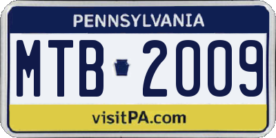 PA license plate MTB2009