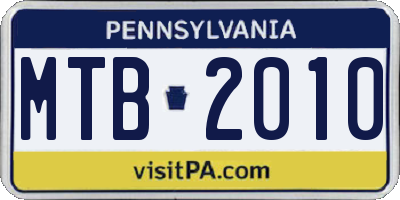 PA license plate MTB2010