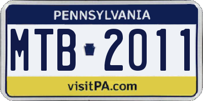 PA license plate MTB2011