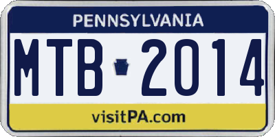 PA license plate MTB2014