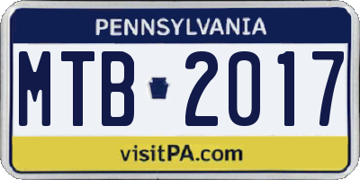 PA license plate MTB2017