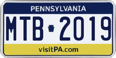 PA license plate MTB2019