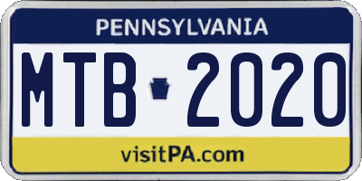 PA license plate MTB2020