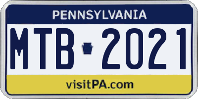 PA license plate MTB2021