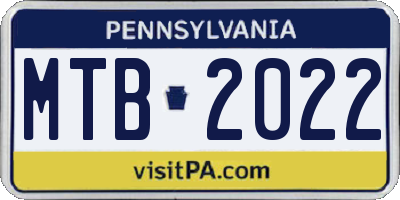 PA license plate MTB2022