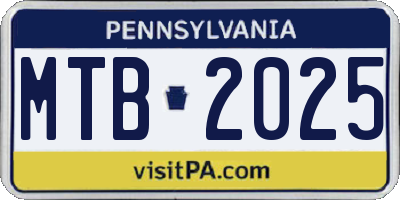 PA license plate MTB2025
