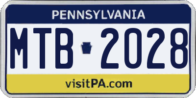 PA license plate MTB2028