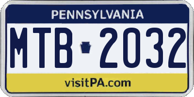 PA license plate MTB2032