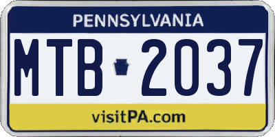 PA license plate MTB2037