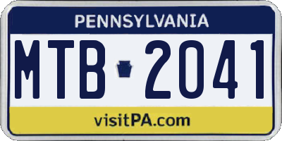 PA license plate MTB2041