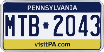 PA license plate MTB2043