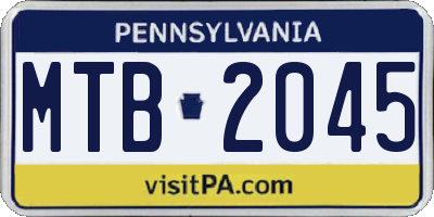 PA license plate MTB2045